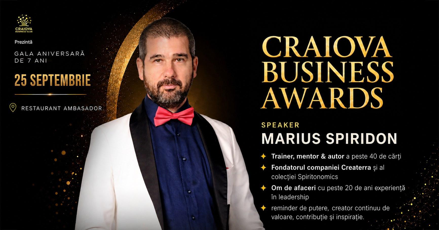 Speaker Marius Spiridon — Craiova Business Awards, Gala CBC aniversară de 7 ani, 25 Septembrie, Restaurant Ambasador